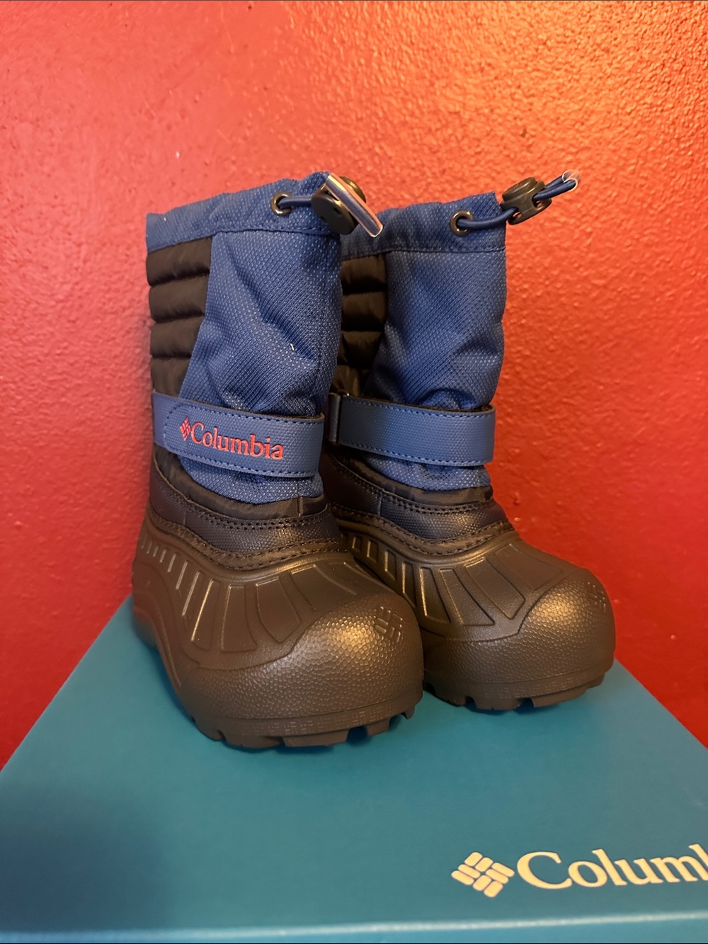 Columbia Kids/Toddlers Navy and Black Snow Boots with Hook-and-Loop Strap
